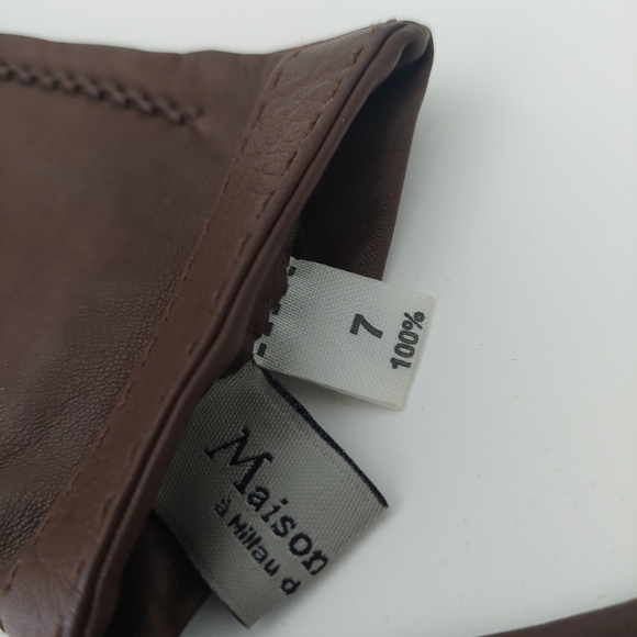 Maison Fabre Brown Leather Gloves - Picture 2 of 4